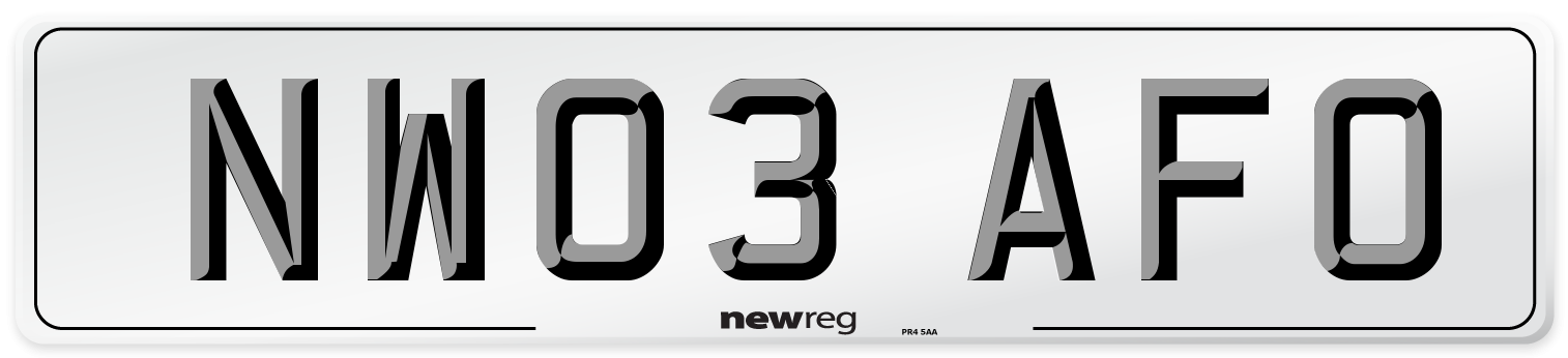 NW03 AFO Number Plate from New Reg